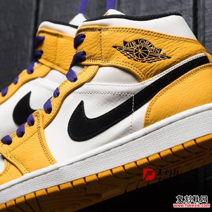 湖人配色 Air Jordan 1 Mid "Lakers" 实物赏析 