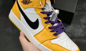 Air Jordan 1 Mid“紫金湖人”Air Jordan 1 Mid Lakers AJ1白橙子金黄湖人官方货号：852542-70