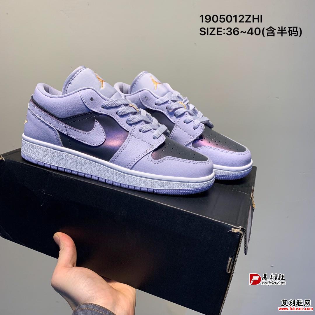 乔丹nikeairjordan1low乔aj1低帮电光紫亮紫色女子休闲板鞋货号