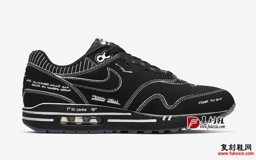 Nike Air Max 1 Tinker Black Schematic Sketch To Shelf CJ4286-001å叿¥æ