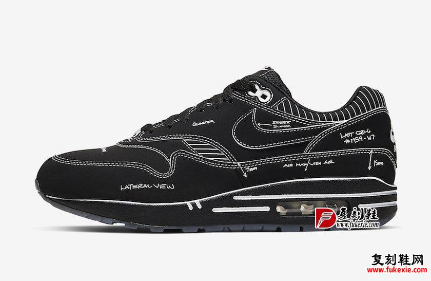 Nike Air Max 1 Tinker Black Schematic Sketch To Shelf CJ4286-001å叿¥æ