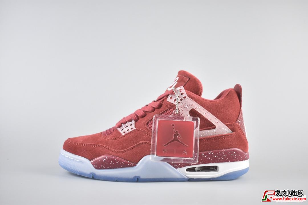 Air Jordan 4 Retro Oklahoma Sooners PE大学红泼墨冰蓝货号：AJ4-1032076  | 复刻鞋网 fukexie.com