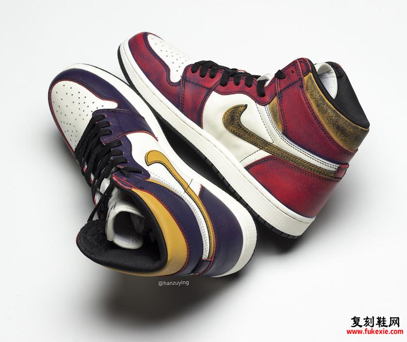 Nike SB x Air Jordan 1“LA to Chicago”湖人配色刮刮乐 货号：CD6578-507  复刻鞋网 fukexie.com