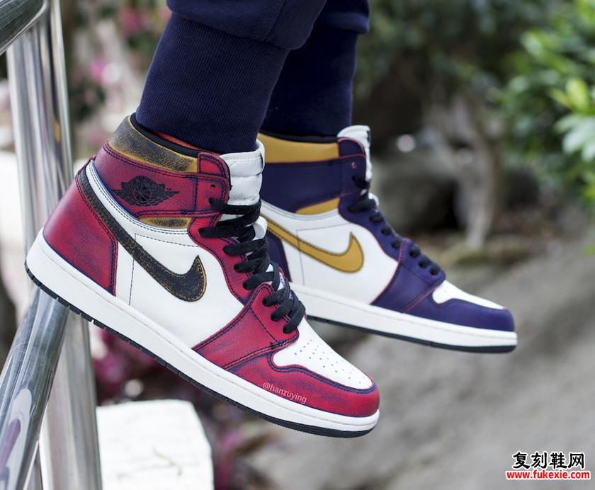 Nike SB x Air Jordan 1“LA to Chicago”湖人配色刮刮乐 货号：CD6578-507  复刻鞋网 fukexie.com