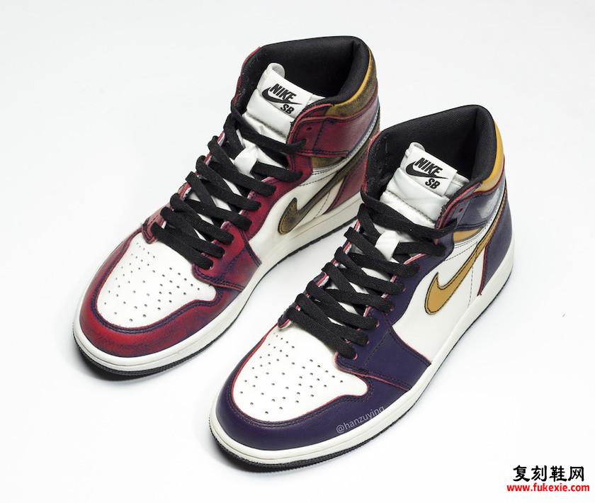 Nike SB x Air Jordan 1“LA to Chicago”湖人配色刮刮乐 货号：CD6578-507  复刻鞋网 fukexie.com