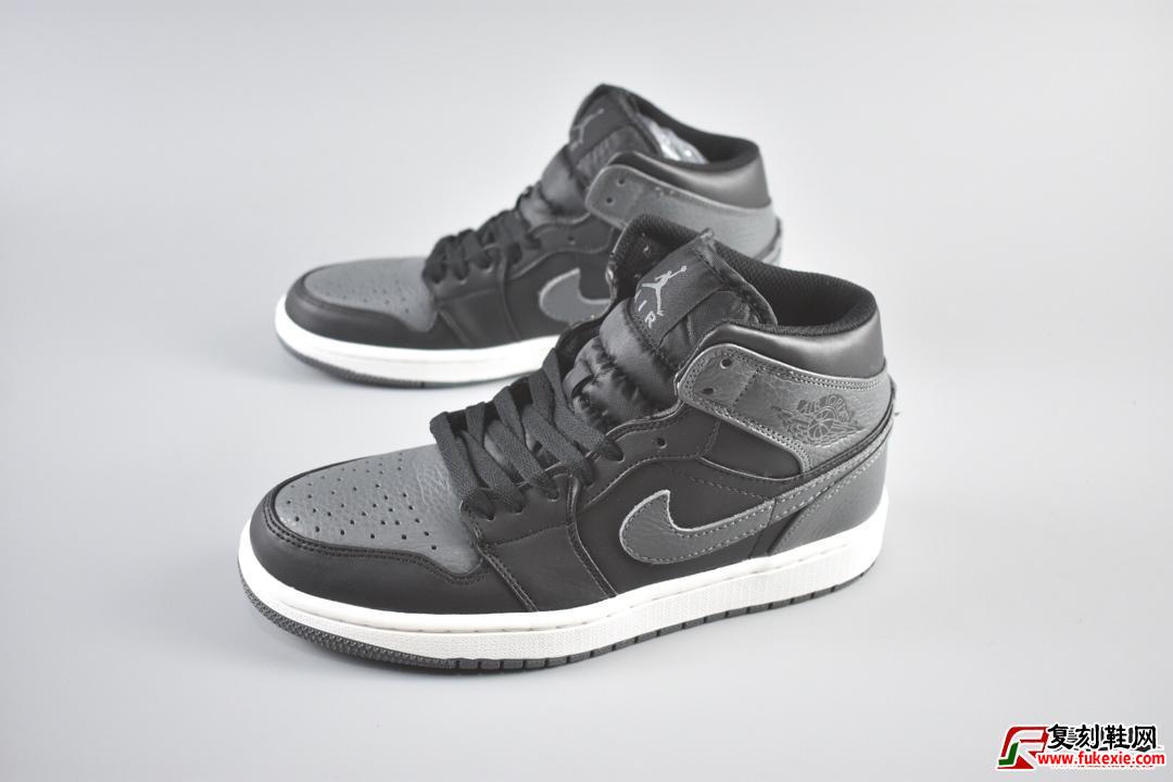Nike Air Jordan 1 Mid “Dark Grey”货号：554724-041| 复刻鞋网 fukexie.com