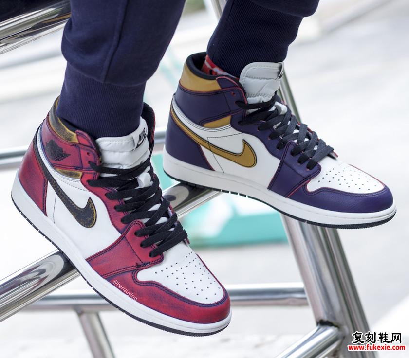 Nike SB x Air Jordan 1“LA to Chicago”湖人配色刮刮乐 货号：CD6578-507  复刻鞋网 fukexie.com