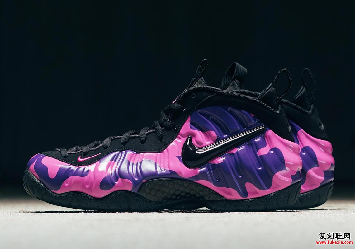 全新紫色迷彩配色 Air Foamposite Pro 将于 8 月 17 日在 Nike 官网及各大零售商发售 复刻鞋网 fukexie.com