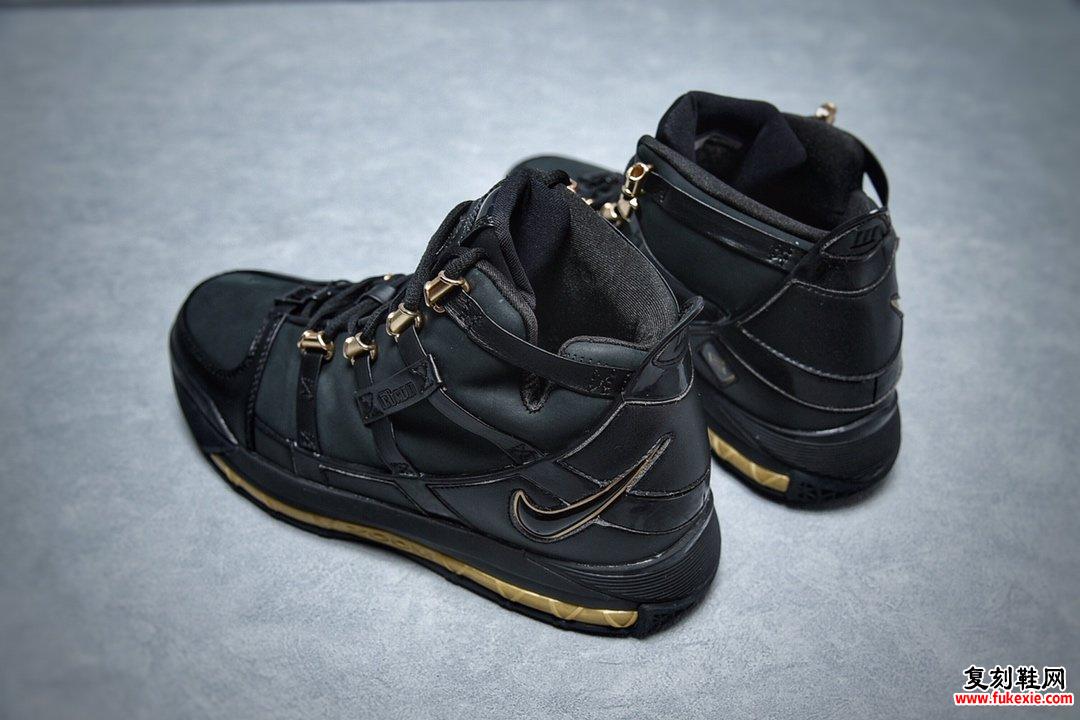 NIKE ZOOM LEBRON III LBJ3詹姆斯3代 男运动黑金篮球鞋 货号：AO2434-001 | 复刻鞋网 fukexie.com