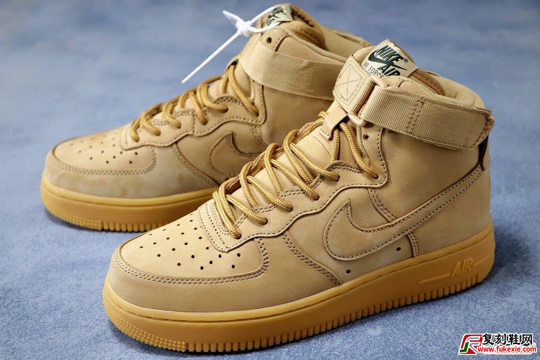 耐克Nike Air Force 1 High  '07 “Flax”空军一号经典百搭高帮板鞋“麦黄”货号：882096-200 | 复刻鞋网 www.fukexie.com