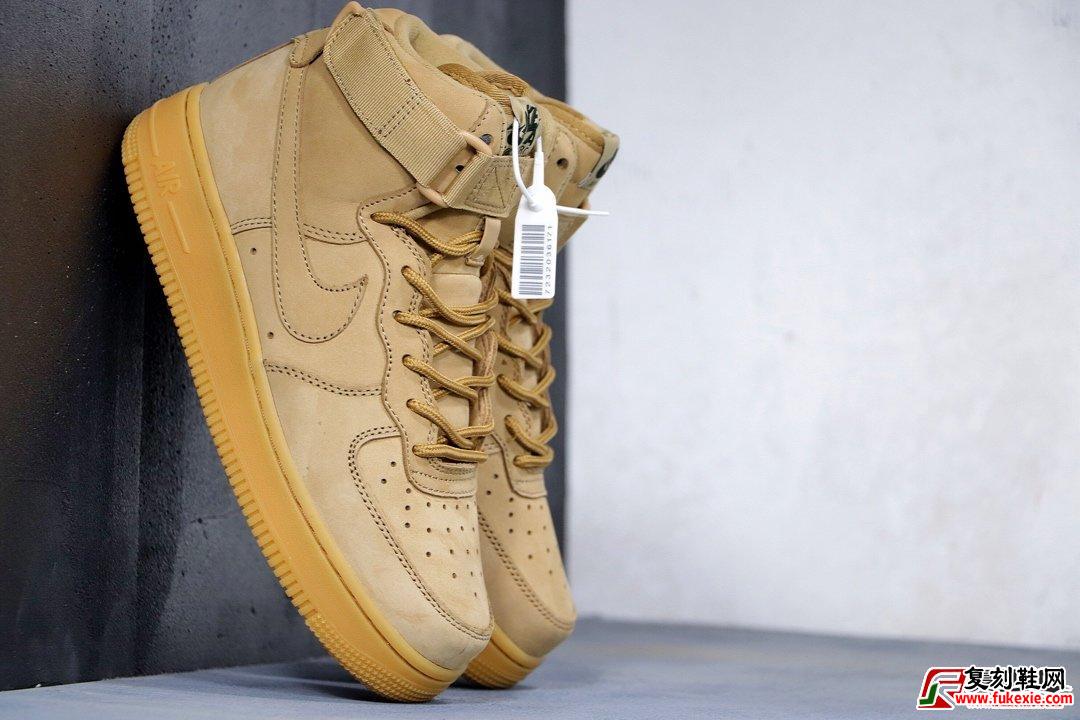 耐克Nike Air Force 1 High  '07 “Flax”空军一号经典百搭高帮板鞋“麦黄”货号：882096-200 | 复刻鞋网 www.fukexie.com