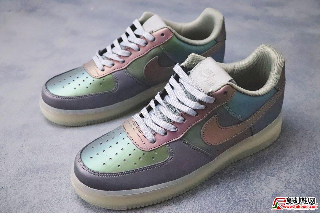 Nike Air Force 1 07 LV8 空军一“Anthracite” 极光镭射 变色龙 货号：718152 019 | 复刻鞋网 www.fukexie.com