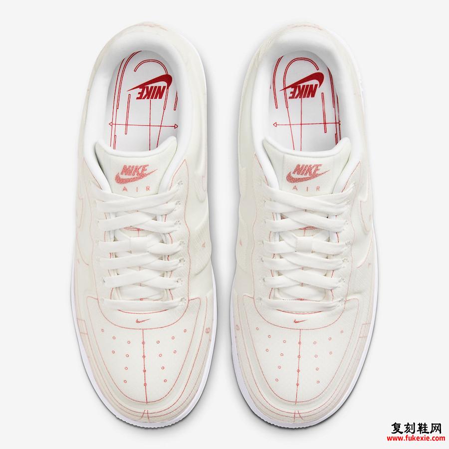 Nike Air Force 1 Low LX Blueprint Summit White University Red CI3445-100发售日期