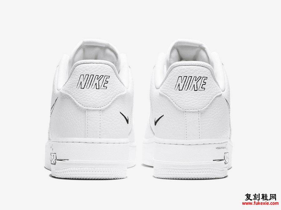 Nike Air Force 1 Low Sketch White Black CW7581-101发售日期