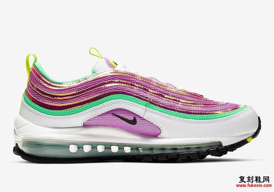 Nike Air Max 97白色粉色绿色金色黄色CW5591-100发售日期信息