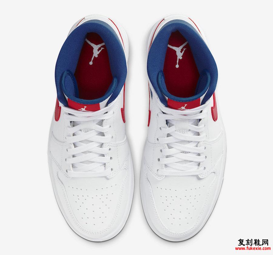 Air Jordan 1 Mid White Red宝蓝色BQ6472-164发售日期