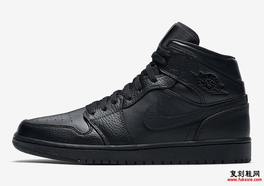 Air Jordan 1 Mid Triple Black 554724-091发售日期