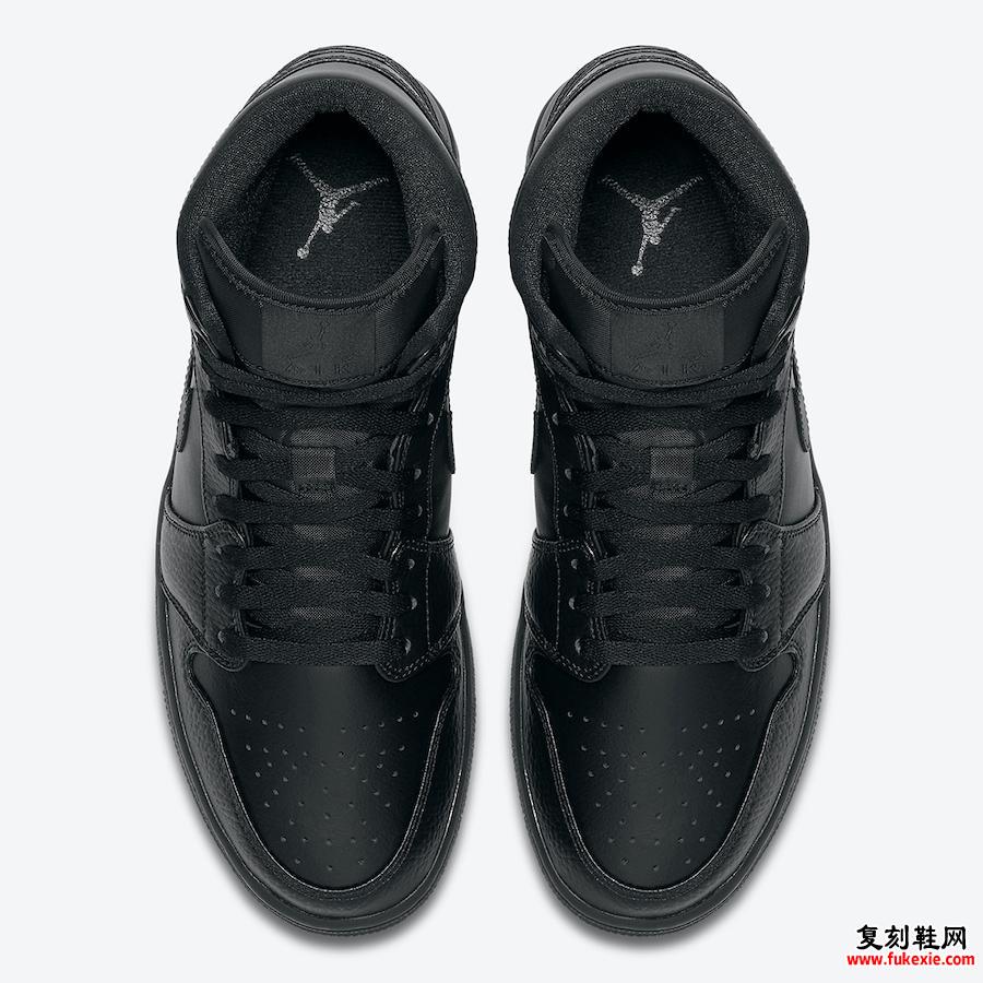 Air Jordan 1 Mid Triple Black 554724-091发售日期