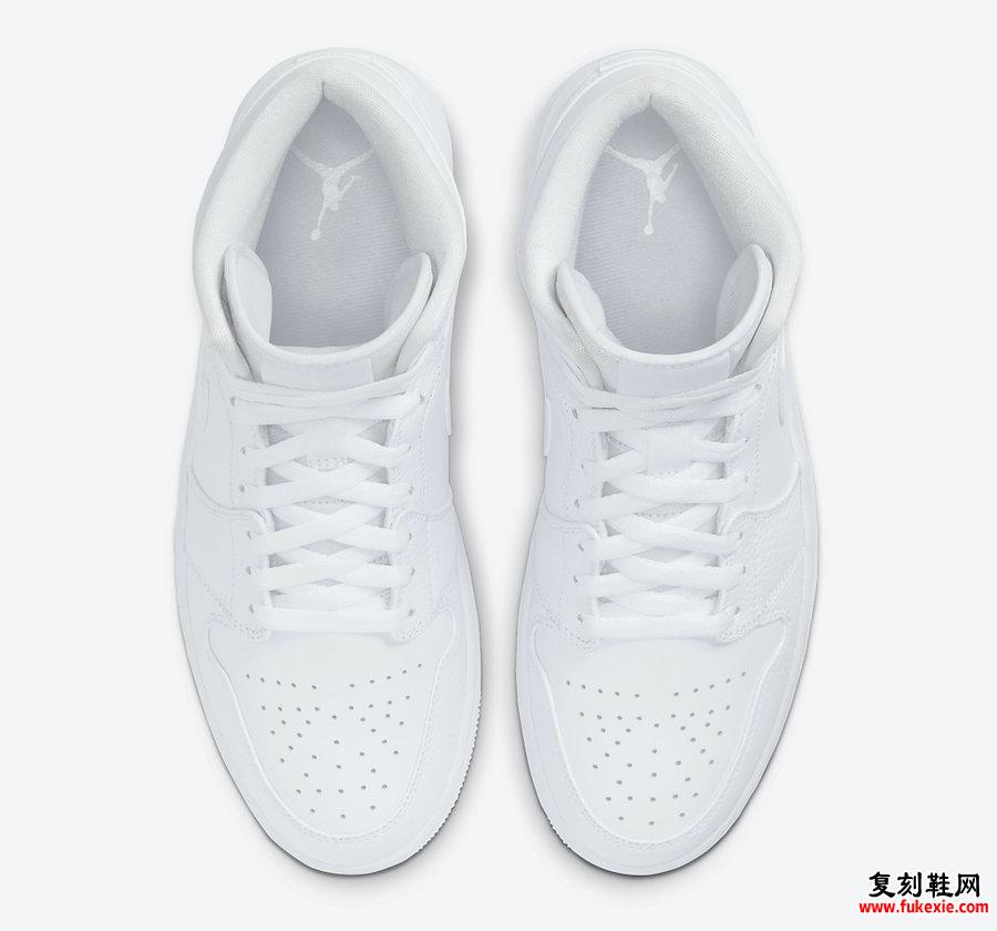 Air Jordan 1 Mid Triple White 554724-130发售日期