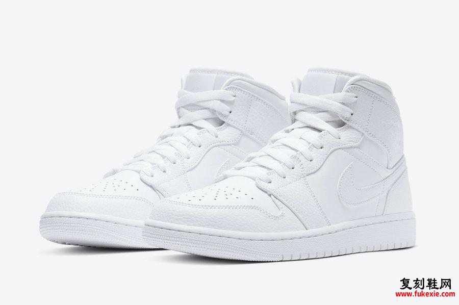 Air Jordan 1 Mid Triple White 554724-130发售日期