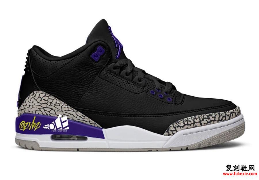 Air Jordan 3 Black Cement Gray White Court Purple CT8532-050发售日期信息