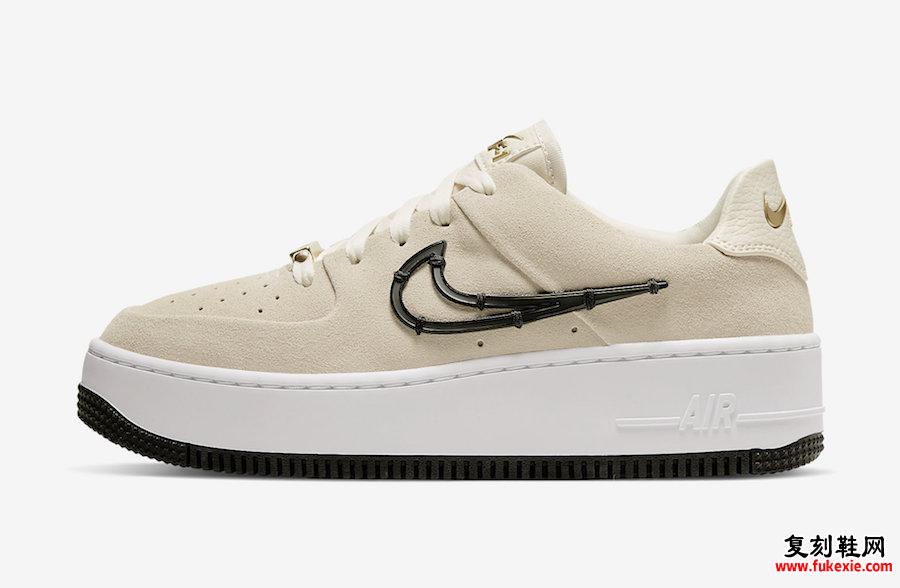 Nike Air Force 1 Sage Low 鼠尾草低帮 轮廓塑料Swoosh标志 货号：货号：CI3482-200