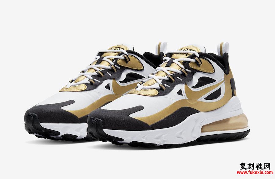 Nike Air Max 270 React White Black Gold CW7298-100 Release Date Info