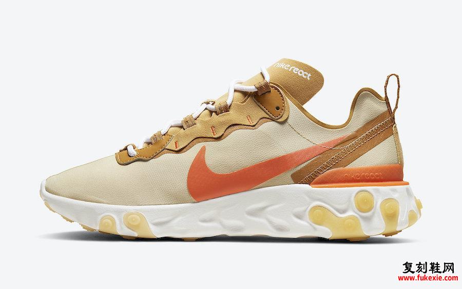 Nike React Element 55 Team Gold鲜橙色CZ3595-781发售日期