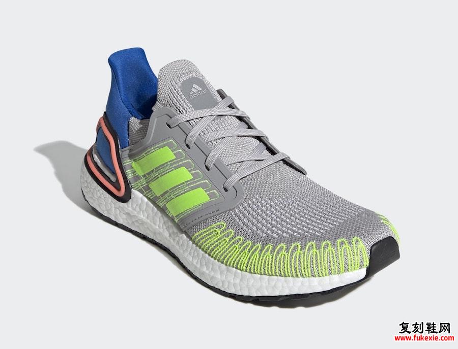 adidas Ultra Boost 2020 Grey Signal Green荣耀蓝色FX0899发售日期