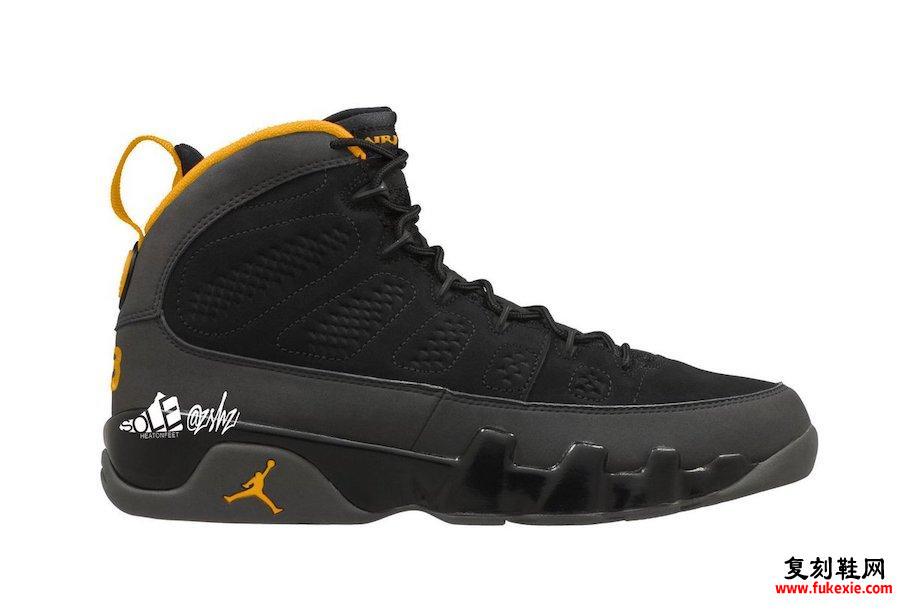 Air Jordan 9 Black Dark Charcoal University Gold CT8019-070 2021发售日期