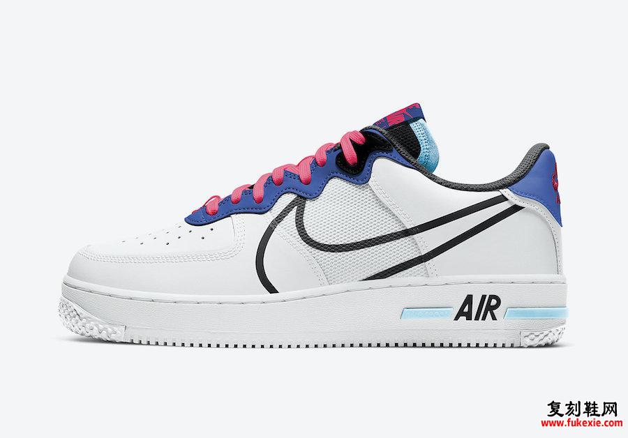 Nike Air Force 1 React Astronomy Blue Laser Crimson CT1020-102发售日期