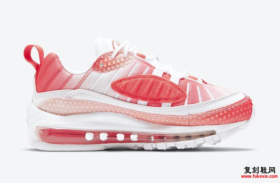 Nike Air Max 98 Bubble Track Red Barely Rose CI7379-600发售日期