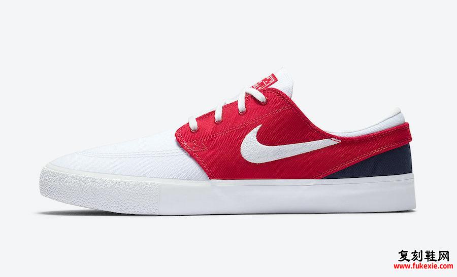 Nike SB Stefan Janoski White University Red Midnight Navy AR7718-105发售日期