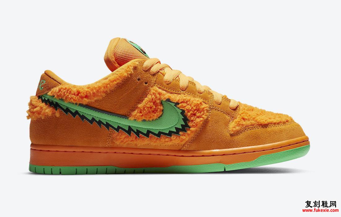 Grateful Dead Nike SB Dunk Low Orange Bear CJ5378-800发售