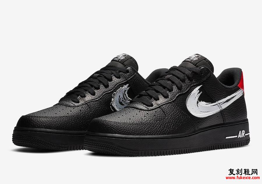 Nike Air Force 1 Low Brushstroke Swoosh黑色DA4657-001发售日期信息