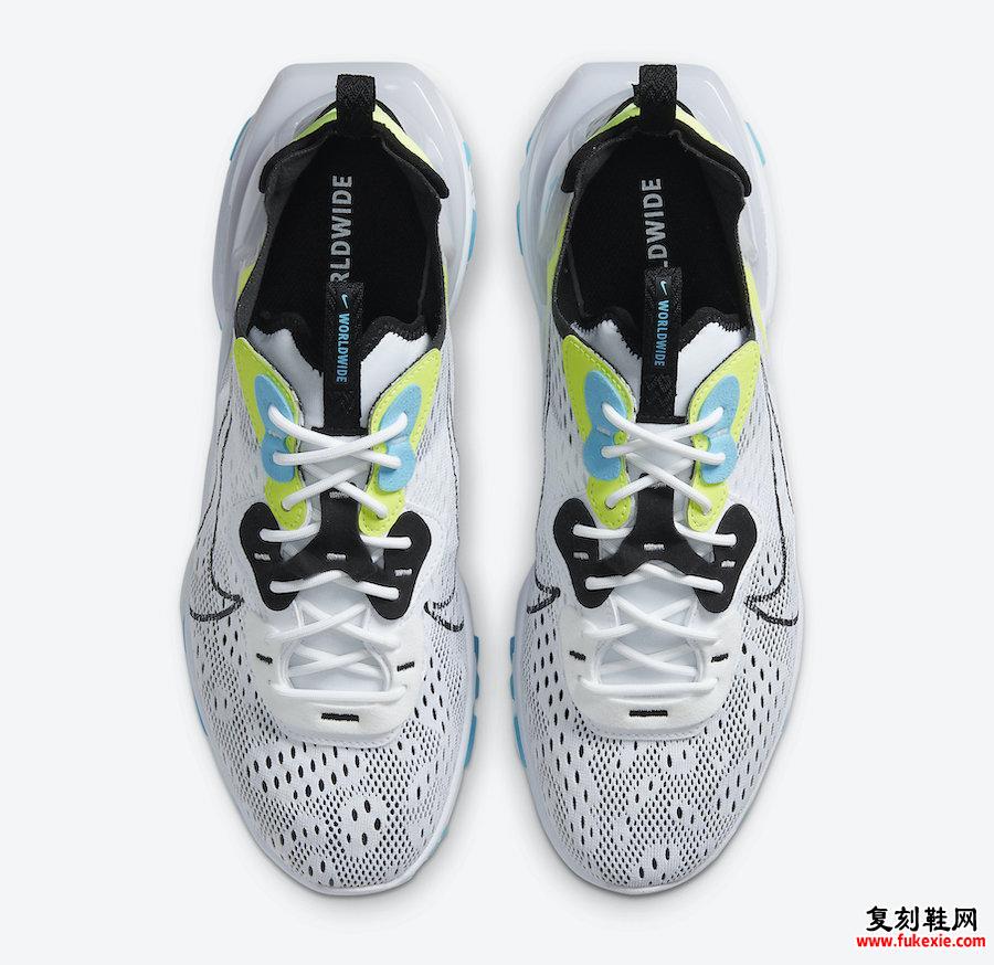 Nike React Vision Worldwide白色Volt Blue Fury CT2927-100发售日期信息