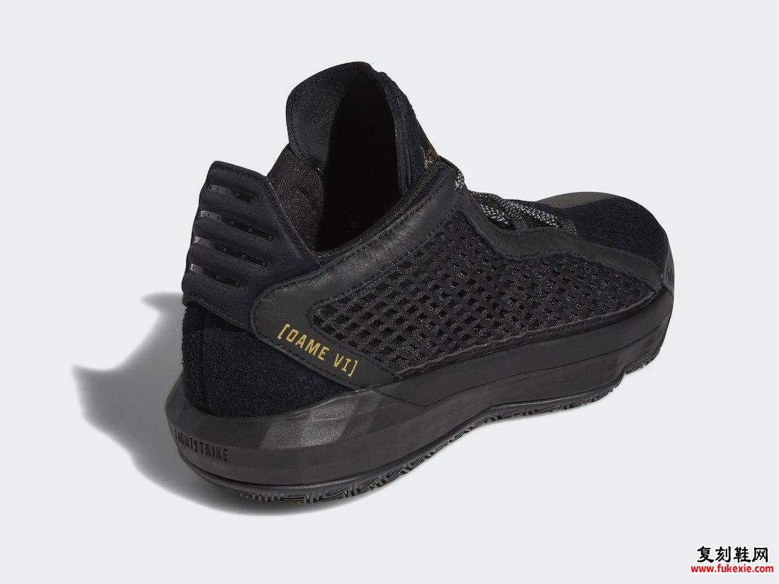 adidas Dame 6 Leather Black Metallic Gold FV8627发售信息