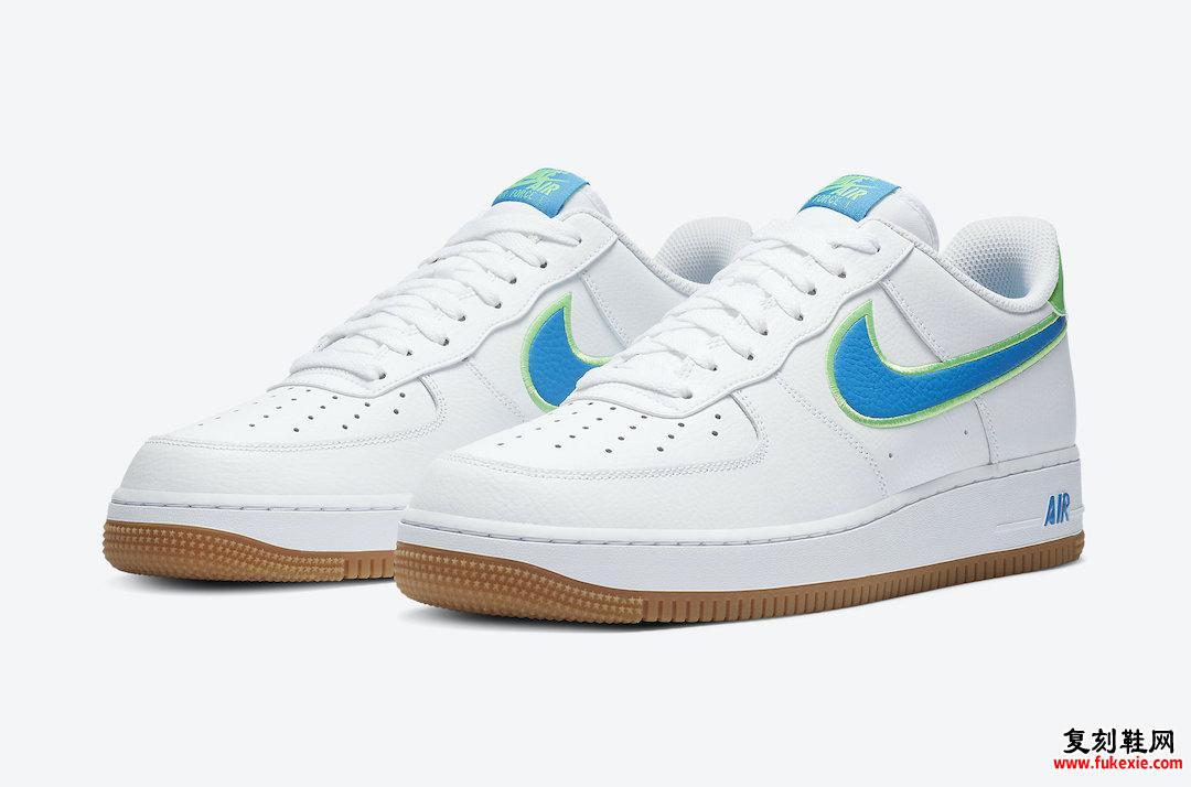 Nike Air Force 1 Low White Blue Lime Gum DA4660-100发售日期