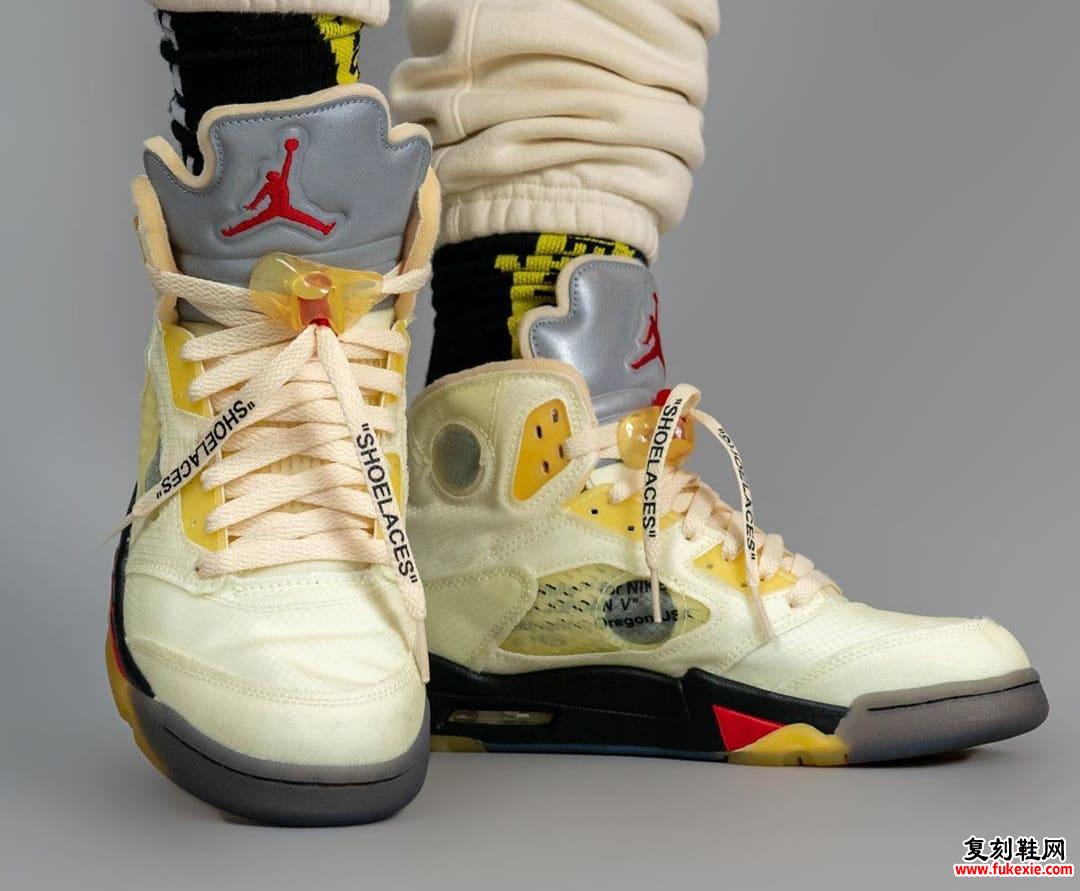 灰白色Air Jordan 5 Sail Fire Red发售日期DH8565-100 On-Feet