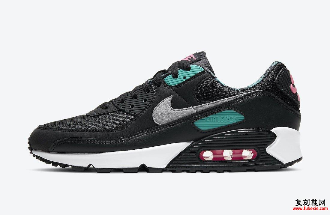 Nike Air Max 90 Black Teal Pink Palm Trees DC0958-001发售日期