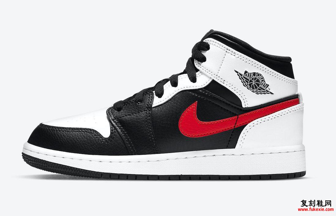 Air Jordan 1 Mid GS Black White Red 554725-075发售日期