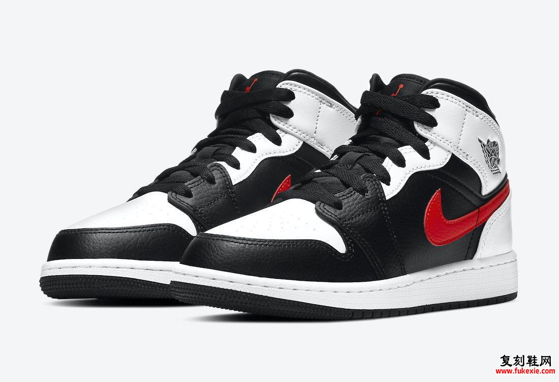 Air Jordan 1 Mid GS Black White Red 554725-075发售日期