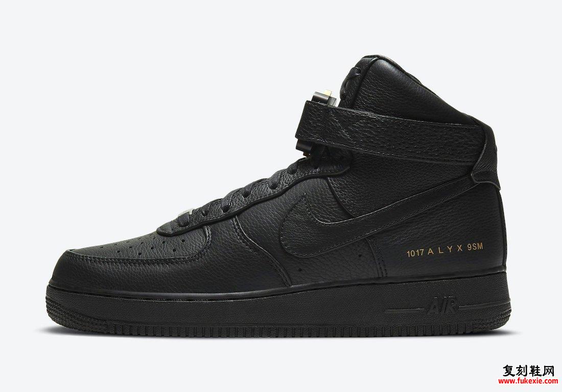 Alyx Nike Air Force 1 High Black Gold CQ4018-001发售日期