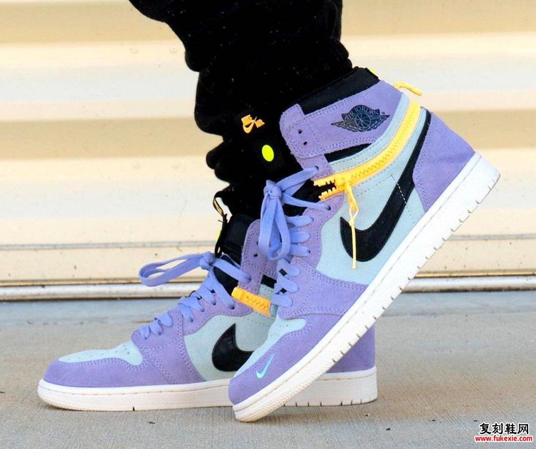 Air Jordan 1 High Switch Purple Pulse CW6576-500在脚上