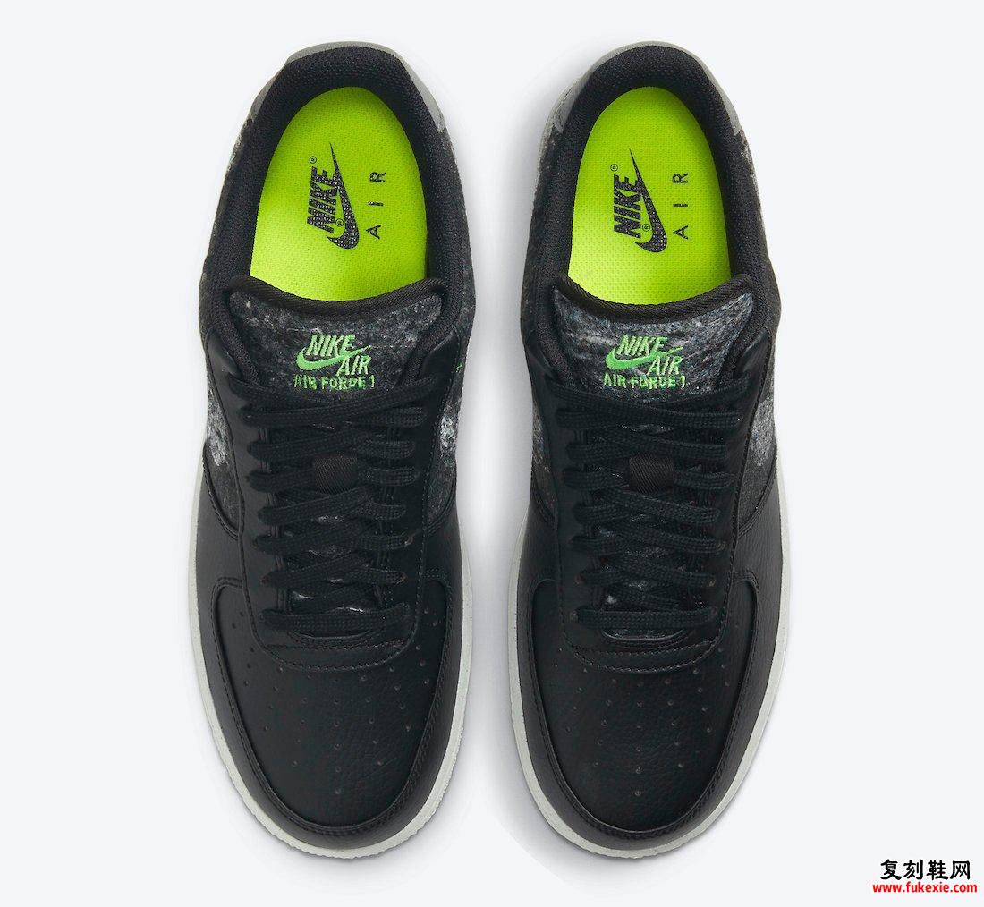 Nike Air Force 1 07 LV8 Black Electric Green CV1698-001发售日期
