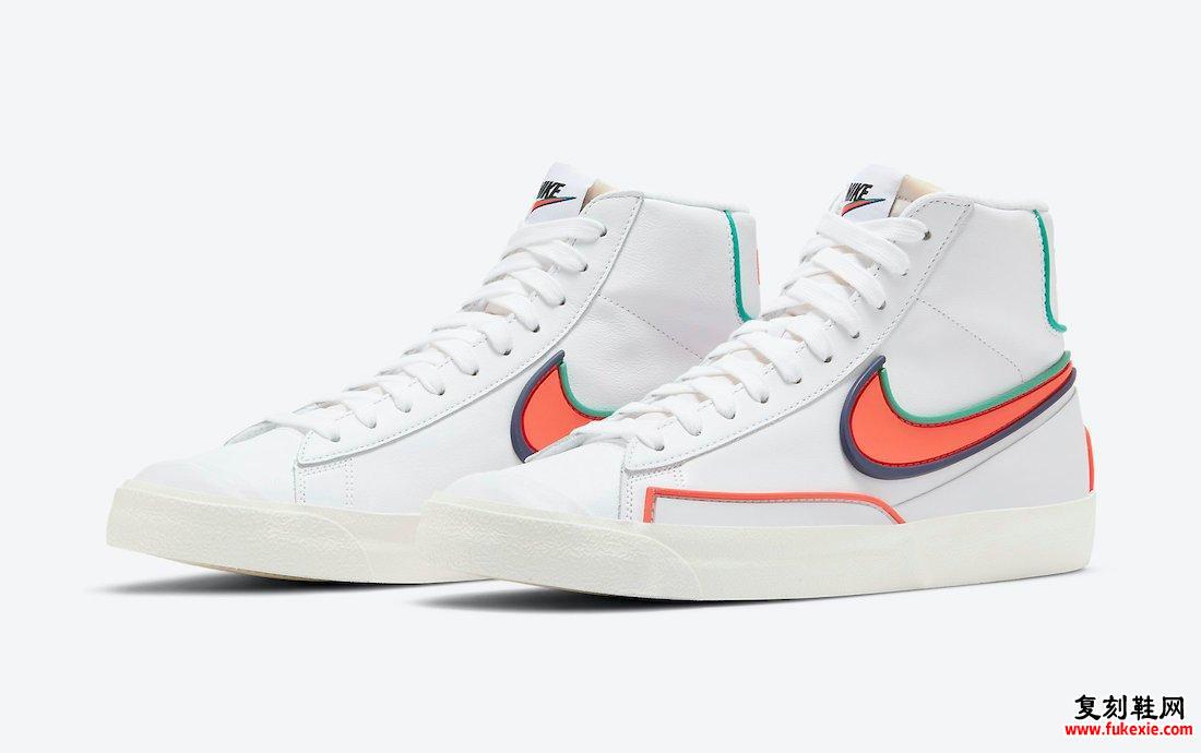 Nike Blazer Mid 77 Infinite White蓝绿色深蓝色DA7233-102发售日期