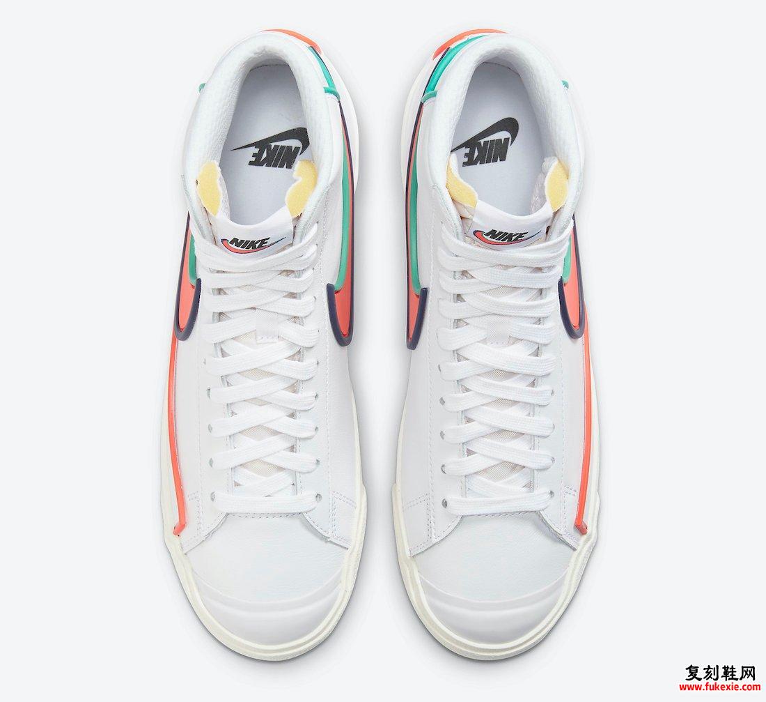Nike Blazer Mid 77 Infinite White蓝绿色深蓝色DA7233-102发售日期