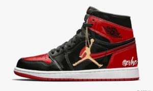 Air Jordan 1 Bred漆皮555088-063金色吊牌模型