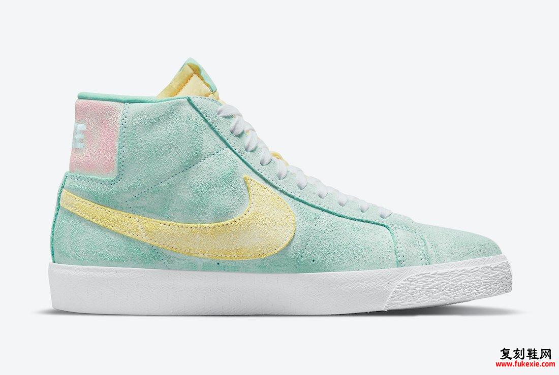 Nike SB Blazer Mid Light Dew Citron Green Glow DA1839-300发售日期