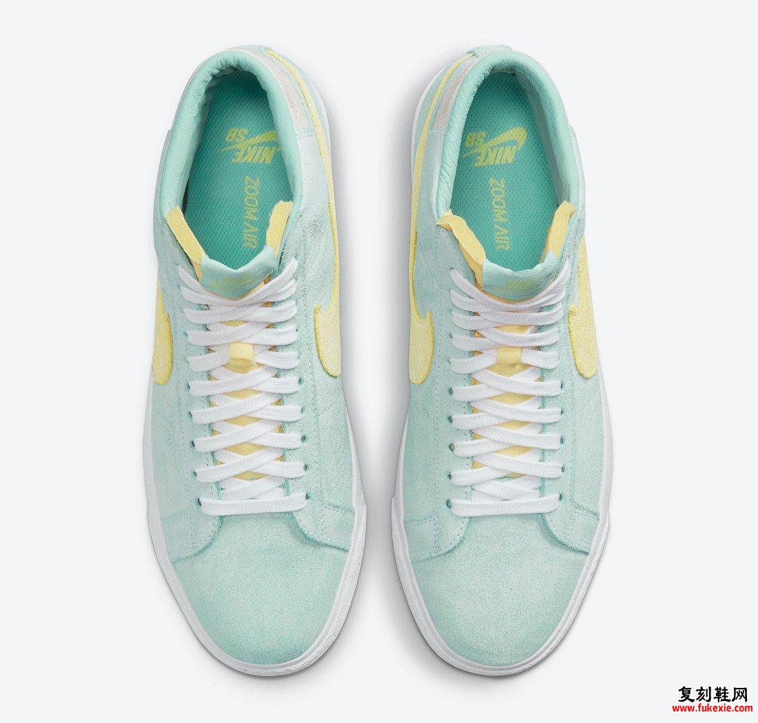 Nike SB Blazer Mid Light Dew Citron Green Glow DA1839-300发售日期